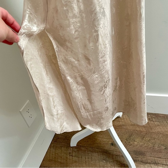 Vintage Expressions Lace Trim Satin Slip Dress Champagne Size Medium Coquette - Picture 6 of 7